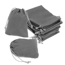 20pcs Grey Velvet Gift Bags 4x4.7 Inch Jewelry Drawstrings Pouches
