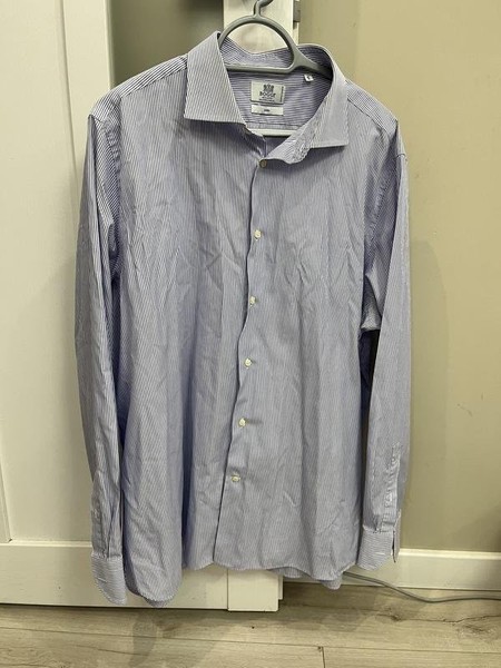 Men Boggi Milano Shirt Navy Cotton 44 / XXL / 52