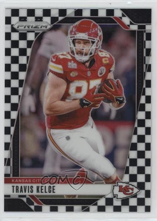 2024 Panini Prizm Black & White Checker Prizm Travis Kelce #140 1eh5