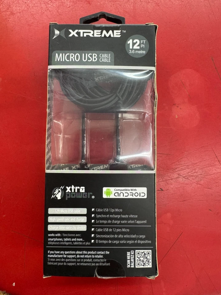 Nuevo Xtreme Xtra Power Micro USB 6' Malla Trenzada Sincronización Cable de Carga Android FP20 Foto 2 de 2