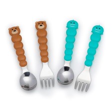 Baby Flatware Set 4pc Bear Shark BPA Free Colorful Fork Spoon for Kids