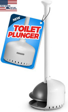 Heavy Duty Toilet Plunger with Holder for Bathroom Toilet Cleaning Tool, White