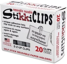 Stikkiclips, Plastic, White, 20/Pack by
