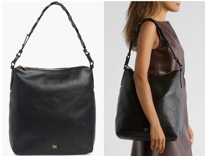 SAM EDELMAN Bay leather chain link large hobo shoulder bag + Dust bag BLACK~