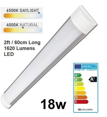 LED Lichtleiste 6500K 4000K 2 Fuß Tageslicht Leuchtstoffröhre Streifen Licht Slim Fitting