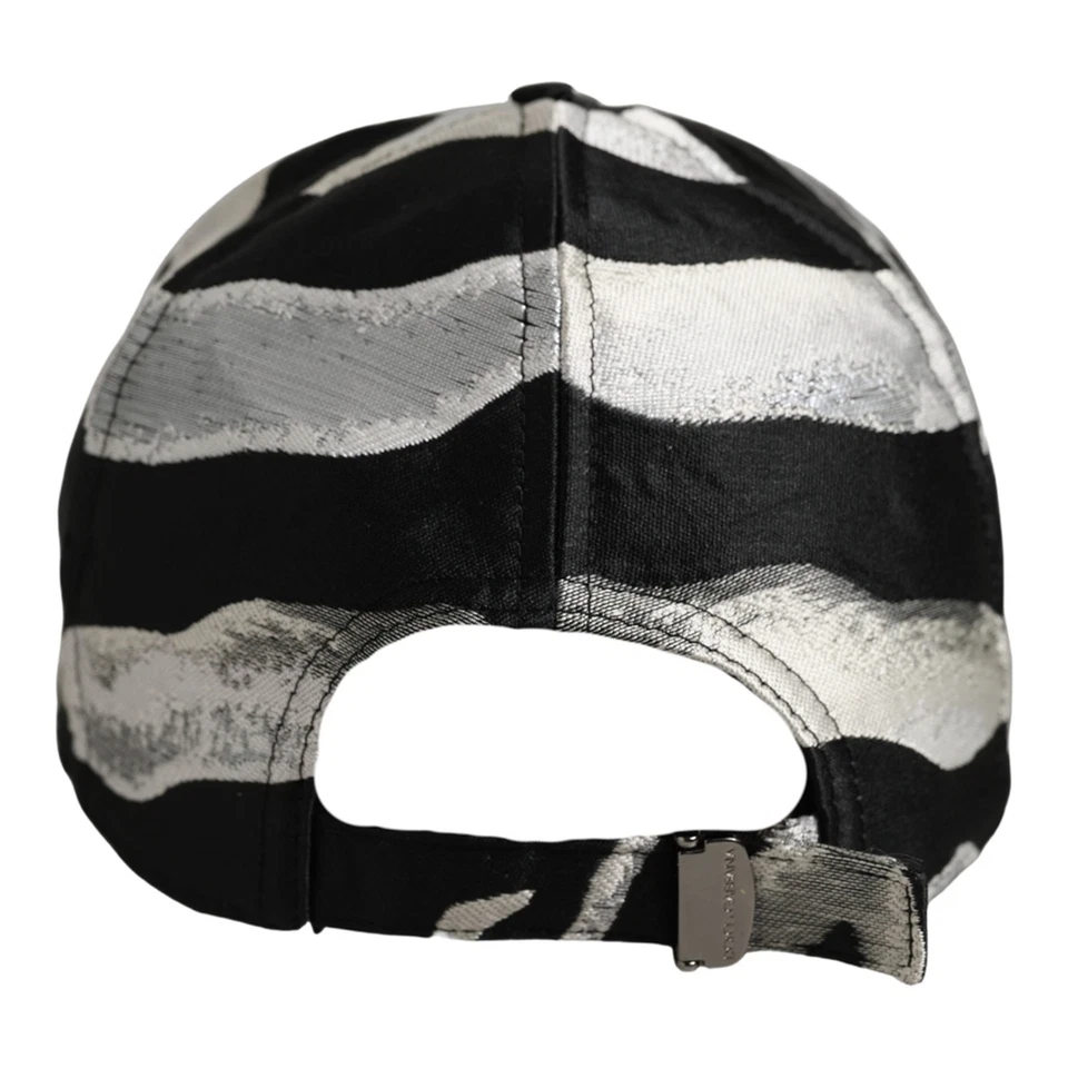 Casquette de baseball homme DOLCE & GABBANA chapeau noir argent motif zèbre t... - Photo 4/4