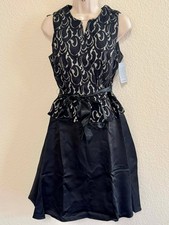 Patra Women’s Navy Cocktail Dress Size 12 Sleeveless Lace Fit & Flare #223 NWT