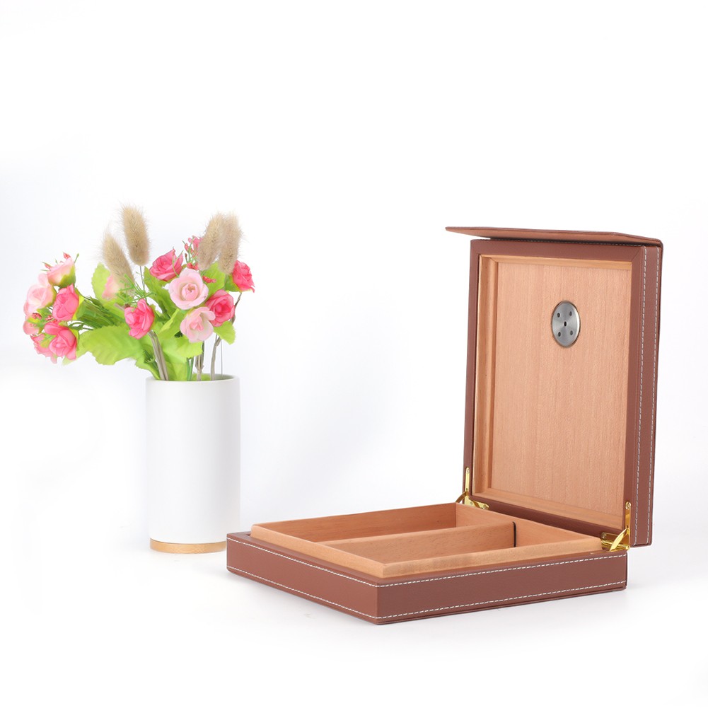 Leather Cigar Box Travel Carry Case For Cigar Lovers Black