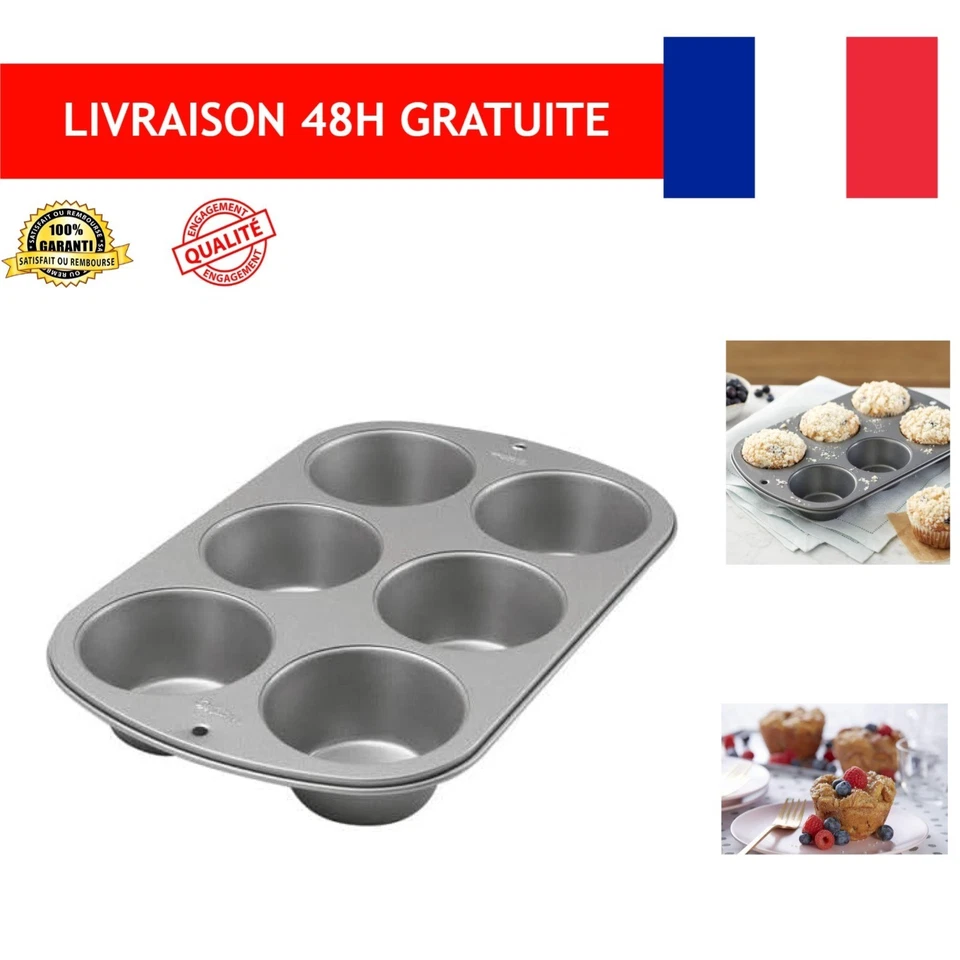 Moule à muffins Jumbo Wilton - 6 trous - Antiadhésif - 23 x 34 cm - Photo 1/4