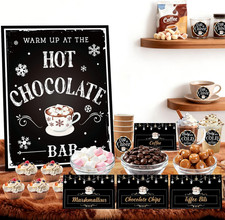 Christmas Hot Chocolate Bar Decorations Kit Hot Cocoa Bar Supplies Sign Merry Xm