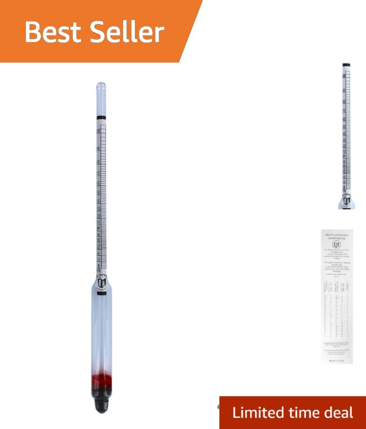 Professional Alcohol Hydrometer: 8-Inch Analog for Accurate Proof Measurements
