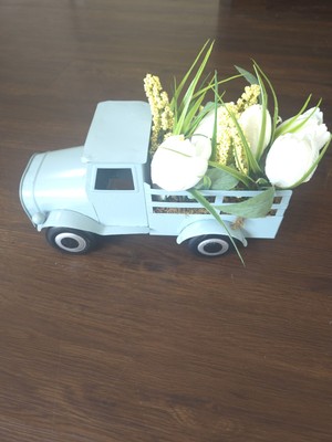Vintage Sky Blue Metal Truck Planter   Indoor/Outdoor Rustic Garden Decor