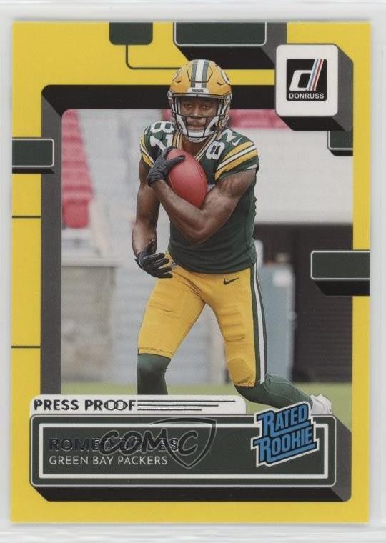 2022 Panini Donruss Rated Press Proof Yellow Romeo Doubs #335 Rookie RC 0w8