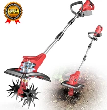 Cordless Tiller Cultivator Compatible with Milwaukee 18V:  Tiller for Gardening