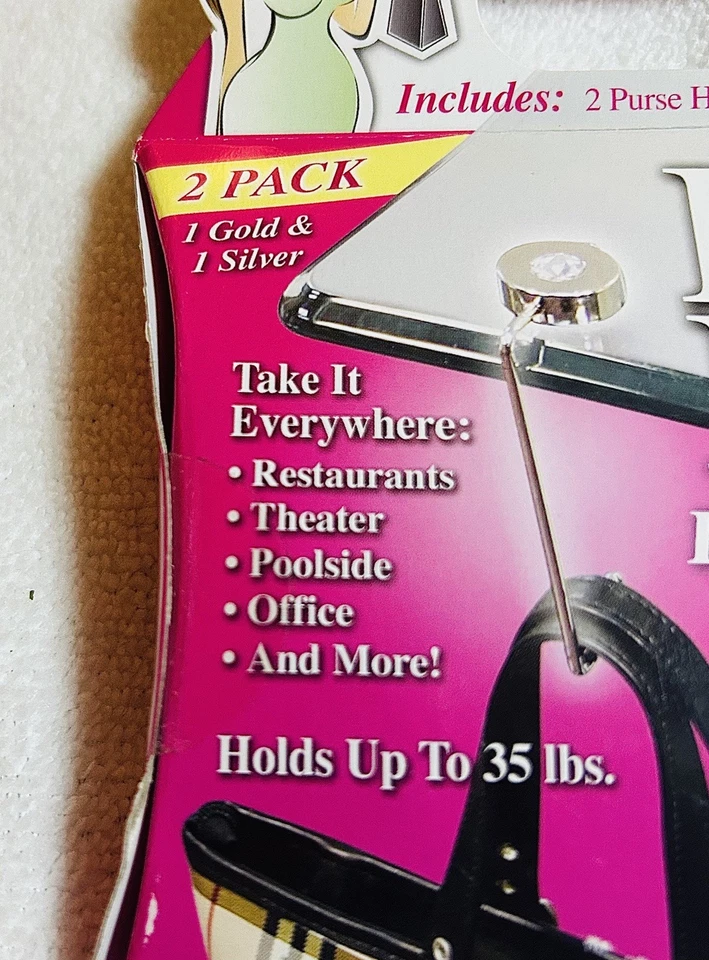 The Hollywood Purse Hook 2 Pack - As Seen On TV w/ Velvet Carrying Case - New!! - Изображение 3 из 4