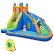 Inflatable Water Slide Wet  Dry Bounce House w/ Slide Splash Pool  480W Blower