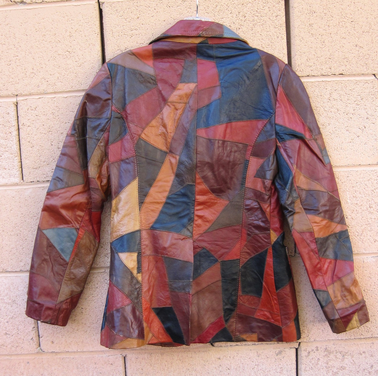 Vintage 70's LEATHER PATCHWORK JACKET Boho Hippy … - image 6