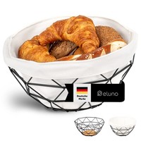 Eluno Obstkorb - Brotkorb, Aus Schwarzem Metall & Bambus Ø Ca. 30 X 14 H Cm