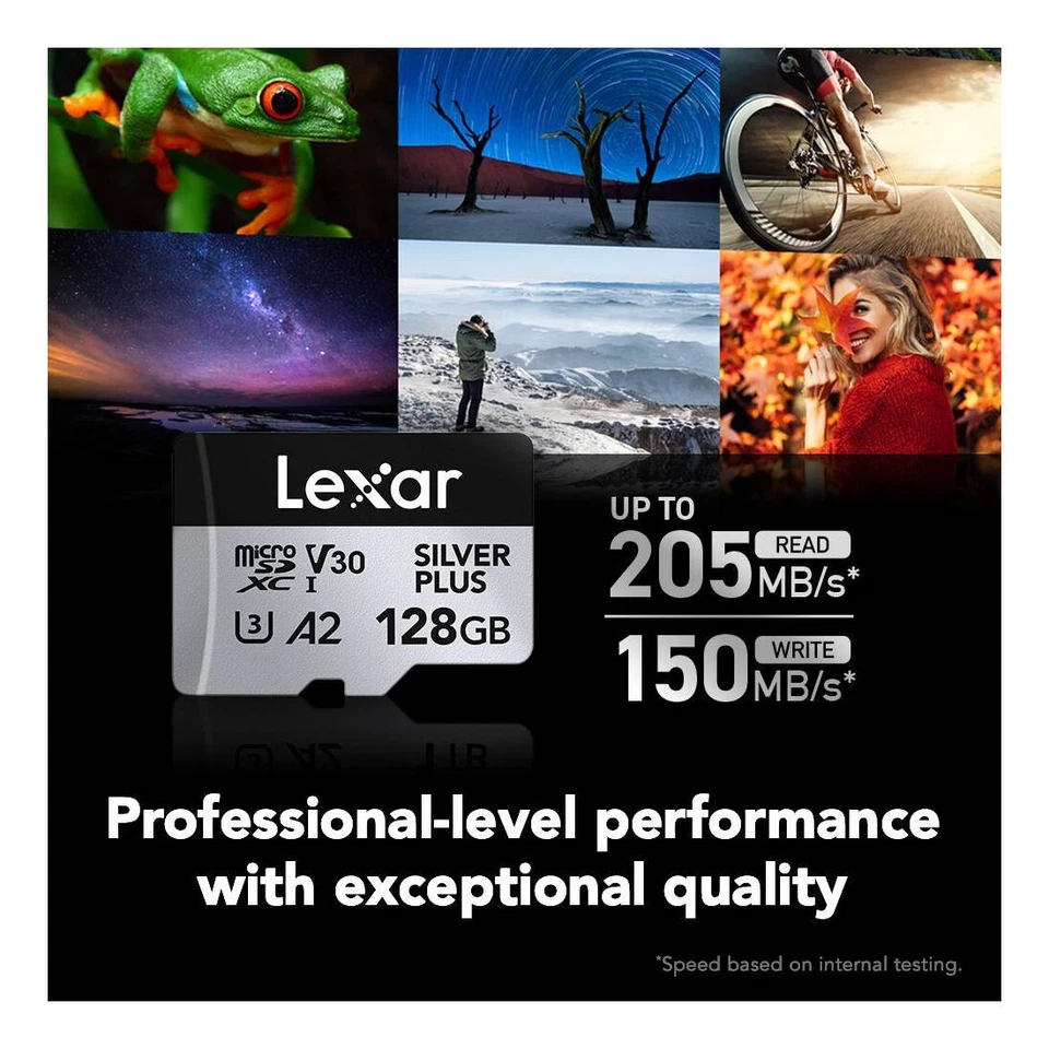 Lexar 128GB Professional Silver Plus A2 V30 UHS-I Microsdxc + SD Adapter - Image 3 of 4