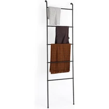 5 Tier Wall Leaning Ladder Rack Towel Blanket Ladder Storage Shelves Bathroom