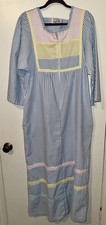 Vintage SAYBURY Seersucker Front Zip House Dress Lounge Robe w/ Pockets
