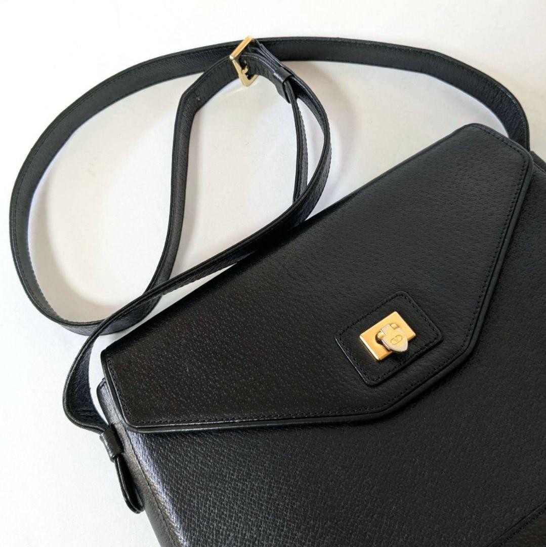 Valentino Garavani Black Leather Shoulder Bag with Gold Hardware, Vintage Japan thumbnail 4