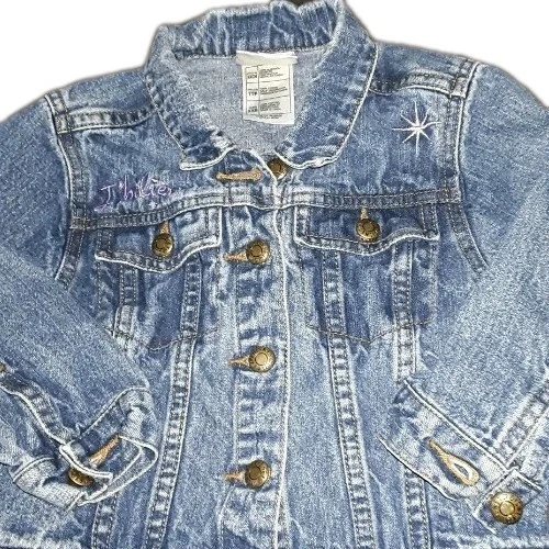 Disney Jeans Jacket Girls Size XXS Believe Tinkerbell Blue Denim   - Image 2 of 2