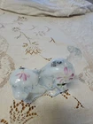 Fenton Opalescent Glass Playful Pup Dog Handpainted Flowers 5225 UC