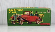 VTG Cragstan Japan Tin Antique Car Friction Toy Blue Convertible w/ Box N-1929