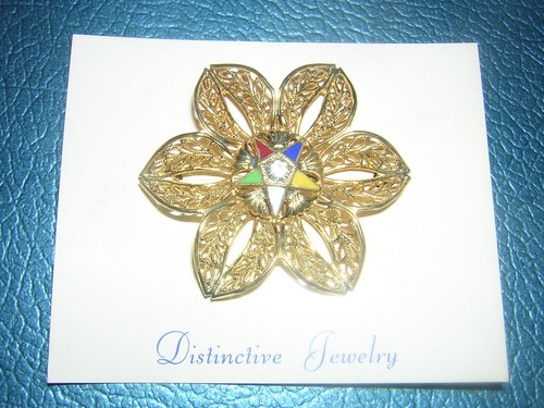 LOT 20 - Broche / broche ruban doré ? OES Maçonnique "EASTERN STAR" Femme NEUF Vintage - Photo 5/6