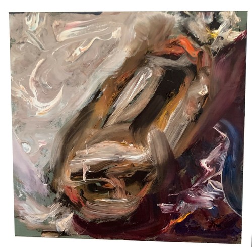 Abstract Caramel, Original Oil Painting, 8x8, Signed Art - Photo 4 sur 12