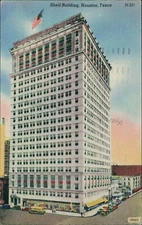 Houston, TX - Shell Building 1947 - Vintage linen Texas Postcard - gasoline oil