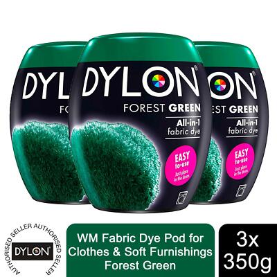 Dylon Waschmaschine Stoff Färbe Pod, Waldgrün, 3 Packungen à 350g