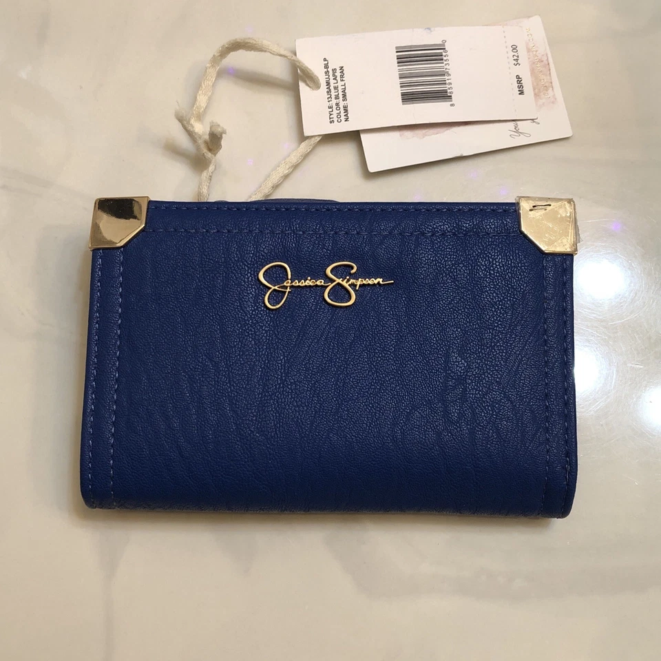 Cartera Jessica Simpson Pequeña Fran Divisor Central Color Azul Lapislázuli Nueva con Etiquetas Foto 4 de 4