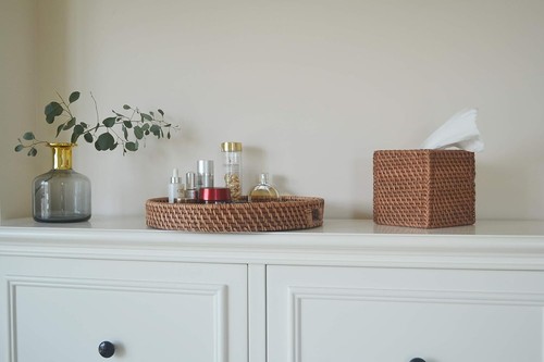 Multifunctional 16.9" Rattan Serving Tray with Inside Handles - Perfect Gift - Picture 8 of 9