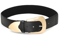 Women Elastic Waist Belt Ladies Wide Stretchy Belt with Metal Buckle Waistband