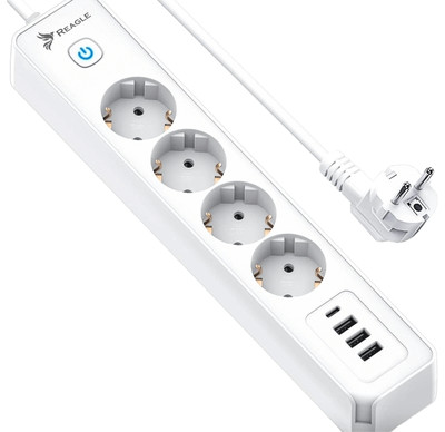 REAGLE POWER PLATE 1.5M 4 SOCKETS 4x USB 5V 3.4A USB-C ANTIPPOTENTIAL