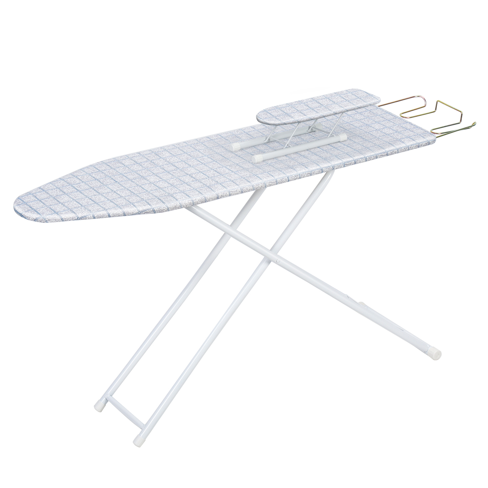 Full-Size 42 Inch Foldable Ironing Board in Blue Plaid Design-image