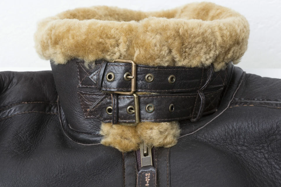 Schaffelljacke Fliegerjacke B-3 Lederjacke Winter Piloten Jacke Leder braun NEU - Bild 3 von 4