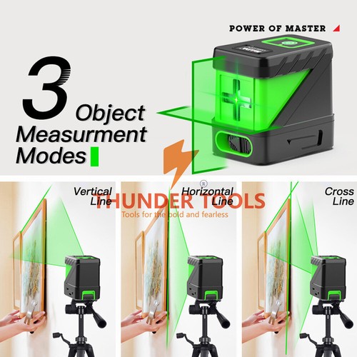 Thunder Tools Portable High Brightness 2 Green Lines Laser Level Vertical Horizo - Picture 18 of 73
