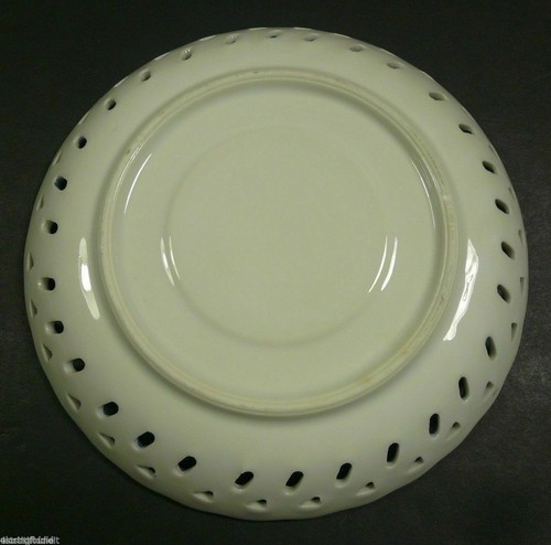 Japanese Lusterware Pierced Saucer Plate Purple & White Gold Edges - Picture 2 of 2