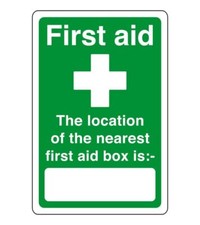 First aid the location of the nearest first aid box is - safety sign - for indo