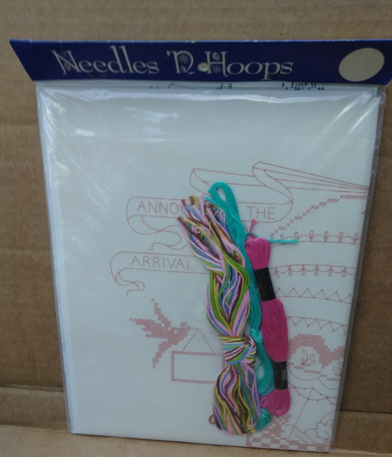 Needles & Hoops 219 Baby Arrival 11 x 11 Cross Stitch Embroidery Kit New Sealed 
