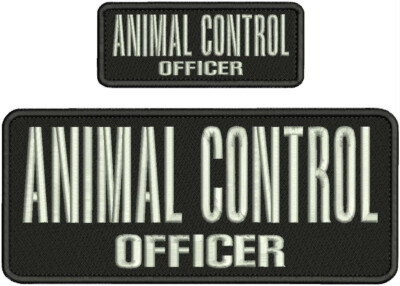 Animal Control Officer EMBROIDERY PATCH 10X4 & 5X2 HOOK ON BACK BLK/silver