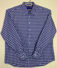 Egara Mens Dress Shirt Plaid Check Button Up Long Sleeve 2XL Purple Cotton XXL