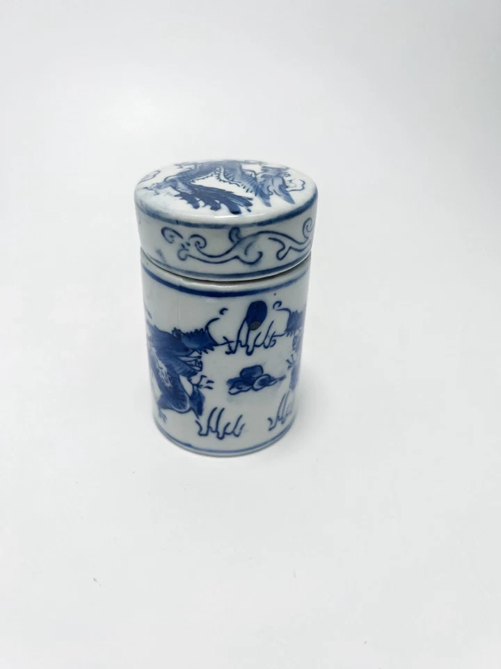 Caja con tapa decoración dragón azul y blanco porcelana china China Foto 2 de 4