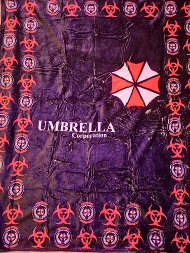 Resident Evil Umbrella Corps Throw Blanket Plush Bio Hazard Sign 40x50 Red &Blk - Picture 4 of 5