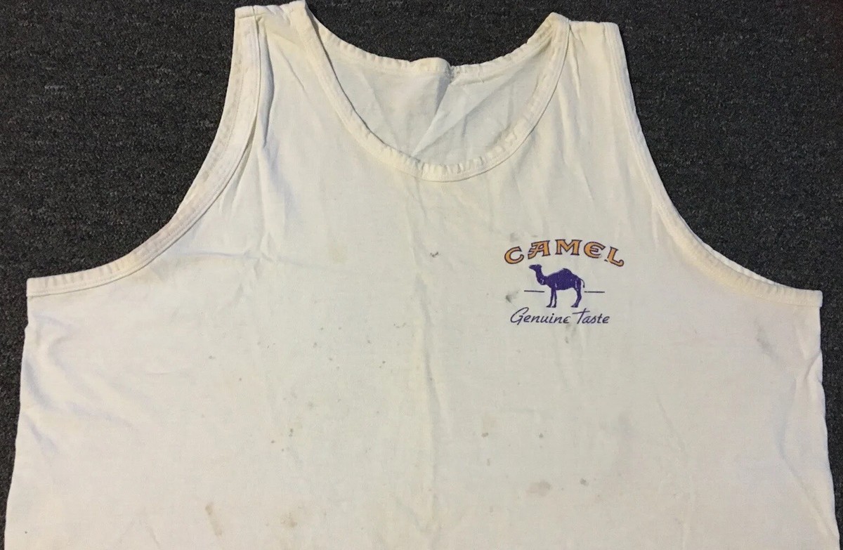 Vtg 90s Camel Cigarettes Faded Distress Tank Top XL Smoking