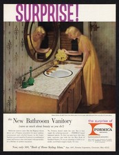 Formica Surprise 1965 nuevo baño Regency vanitory belleza hogar estilo anuncio impreso