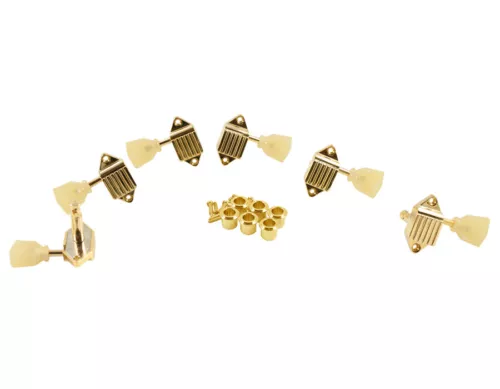 KLUSON WAFFLEBACK 3+3 Gold Pearl Keystone button tuners 54-58 Les Paul KVDW-3-G